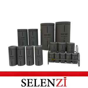 سرویس آشپزخانه 17 پارچه طوسی نایس طرح لاو